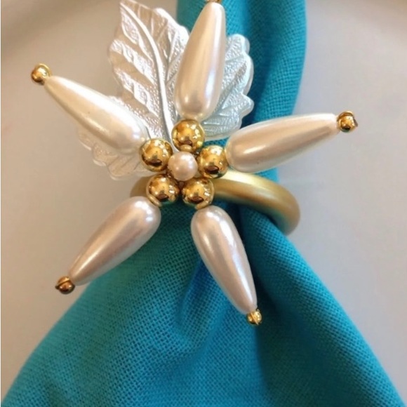 Set of 6 handmade beaded napkin rings napkin holders - Picture 2 of 6